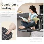 DUMOS Bar Stools Set of 4, 24 inch Counter Height Bar Stools, Upholstered Modern Kitchen Barstools with Metal Base, PU Leather Saddle Stools for Kitchen Island, Inky Black