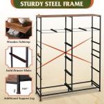 WLIVE Tall Dresser for Bedroom with 12 Drawers, Dressers & Chests of Drawers, Fabric Dressers for Closet, Storage Dresser Organizer with Steel Frame, Wood Top, Rustic Brown Wood Grain Print