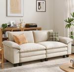 LINSY HOME 90'' Cloud Loveseat Sofa, Modular Sectional Couches Corduroy Cloud Couch Soft Modern Comfy Love Seat Sofa Set for Living Room Apartment Office, Beige