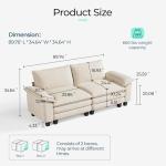 LINSY HOME 90'' Cloud Loveseat Sofa, Modular Sectional Couches Corduroy Cloud Couch Soft Modern Comfy Love Seat Sofa Set for Living Room Apartment Office, Beige