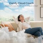 LINSY HOME 90'' Cloud Loveseat Sofa, Modular Sectional Couches Corduroy Cloud Couch Soft Modern Comfy Love Seat Sofa Set for Living Room Apartment Office, Beige