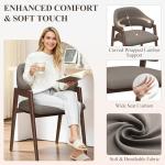 MALOL Wooden Dining Chairs Set of 4, Modern Fabric Upholstered Dining Room Chair, Kitchen Side Chairs, Farmhouse Dinner Chair with Curved Open Back for Kitchen, Camel