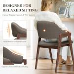 MALOL Wooden Dining Chairs Set of 4, Modern Fabric Upholstered Dining Room Chair, Kitchen Side Chairs, Farmhouse Dinner Chair with Curved Open Back for Kitchen, Camel