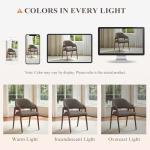 MALOL Wooden Dining Chairs Set of 4, Modern Fabric Upholstered Dining Room Chair, Kitchen Side Chairs, Farmhouse Dinner Chair with Curved Open Back for Kitchen, Camel