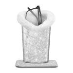FINTIE Plush Lined Eyeglasses Holder, Glasses Stand Case, Anti-scratch Glasses Storage Organizer for Desk, Nightstand, Office, Glittering Silver
