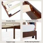 Bme Nipe Queen 14 Inch Bohemian Bed Frame with Adjustable Woven Headboard - Rustic & Vintage Unique Style with Acacia Wood - No Box Spring Needed - Easy Assembly - Walnut