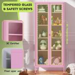 crownland metal storage cabinet with glass doors, display curio glass cabinet with 4 adjustable shelves, tall modern office stor