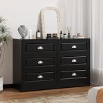 Shintenchi Dresser for Bedroom with 6 Drawers,Double Dresser & Chest of Drawers Wooden Organizer with Metal Handle, Storage TV Stand for Living Room,Black