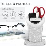 FINTIE Plush Lined Eyeglasses Holder, Glasses Stand Case, Anti-scratch Glasses Storage Organizer for Desk, Nightstand, Office, Glittering Silver