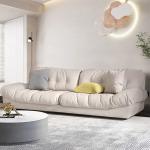 -Italian Minimalist Cream Sofa Light Luxury Solid Wood Frame Sectional Sofa Simple Modern Living Room Cloth