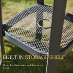 3 Pieces Patio Bar Set for Lawn Garden, 35.5" Bar Height Metal Round Table and 2 Wicker Outdoor Swivel Outdoor Bar Stools