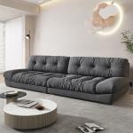 -Italian Minimalist Cream Sofa Light Luxury Solid Wood Frame Sectional Sofa Simple Modern Living Room Cloth