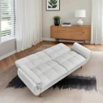 Trygoal Convertible Futon Sofa Bed, Modern Futon Couch with 2 Pillows, Small Futons Couch with Adjustable Armrest & Backrest, Loveseat Sofa Bed for Living Room, Bedroom, Gray