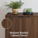 Best Choice Products 55" Modern 4-Door Sideboard Storage Cabinet, Buffet, Media Cabinet, Cupboard, Entryway Accent Table, Bookcase w/Reed Panels and Adjustable Shelves – Walnut