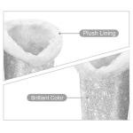 FINTIE Plush Lined Eyeglasses Holder, Glasses Stand Case, Anti-scratch Glasses Storage Organizer for Desk, Nightstand, Office, Glittering Silver