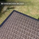 3 Pieces Patio Bar Set for Lawn Garden, 35.5" Bar Height Metal Round Table and 2 Wicker Outdoor Swivel Outdoor Bar Stools