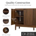 Best Choice Products 55" Modern 4-Door Sideboard Storage Cabinet, Buffet, Media Cabinet, Cupboard, Entryway Accent Table, Bookcase w/Reed Panels and Adjustable Shelves – Walnut