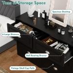 Shintenchi Dresser for Bedroom with 6 Drawers,Double Dresser & Chest of Drawers Wooden Organizer with Metal Handle, Storage TV Stand for Living Room,Black