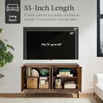 Best Choice Products 55" Modern 4-Door Sideboard Storage Cabinet, Buffet, Media Cabinet, Cupboard, Entryway Accent Table, Bookcase w/Reed Panels and Adjustable Shelves – Walnut