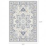 DUMOS 9x12 FT Large Area Rug for Living Room, Machine Washable Low-Pile Rug with Non-Slip Backing, Durable Edge Binding for Bedroom, Dining Room, Vintage Blue