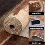 Ciicool Modern Abstract Brown Black Rug for Living Room, 8'x10' Machine Washable Area Rug Non-Slip Rug, Low-Pile Contemporary Indoor Dining Floor Carpet for Bedroom Office Under Table Home Decor