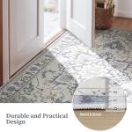 DUMOS 9x12 FT Large Area Rug for Living Room, Machine Washable Low-Pile Rug with Non-Slip Backing, Durable Edge Binding for Bedroom, Dining Room, Vintage Blue