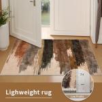 Ciicool Modern Abstract Brown Black Rug for Living Room, 8'x10' Machine Washable Area Rug Non-Slip Rug, Low-Pile Contemporary Indoor Dining Floor Carpet for Bedroom Office Under Table Home Decor