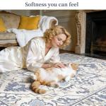 DUMOS 9x12 FT Large Area Rug for Living Room, Machine Washable Low-Pile Rug with Non-Slip Backing, Durable Edge Binding for Bedroom, Dining Room, Vintage Blue