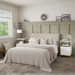 BOLUO Gold Nightstand with Charging Station, LED Night Stand with 2 Fabric Drawers, Bedside Table with USB Ports and Outlets, Nightstand for Bedroom Modern