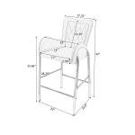 Velvet Counter Height Bar Stool Set 28.75" Gold Metal Legs Footrest Kitchen Island Gray 4pcs, Customized