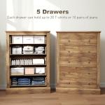 HOMCOM Dresser for Bedroom with 5 Drawers, 31" Wide Farmhouse Chest of Drawers with Wood Top, Anti-Tip Kit, Protective Pads for Living Room Hallway Bedroom Closet, Brown