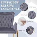 Velvet Counter Height Bar Stool Set 28.75" Gold Metal Legs Footrest Kitchen Island Gray 4pcs, Customized