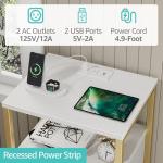 BOLUO Gold Nightstand with Charging Station, LED Night Stand with 2 Fabric Drawers, Bedside Table with USB Ports and Outlets, Nightstand for Bedroom Modern