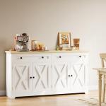 IRONCK Buffet Cabinet with Storage, Sideboard Storage Cabinet, Kitchen Cabinet with Drawers and Doors, Natural Wood