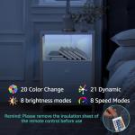 BOLUO Gold Nightstand with Charging Station, LED Night Stand with 2 Fabric Drawers, Bedside Table with USB Ports and Outlets, Nightstand for Bedroom Modern