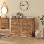 HOMCOM Dresser for Bedroom with 5 Drawers, 31" Wide Farmhouse Chest of Drawers with Wood Top, Anti-Tip Kit, Protective Pads for Living Room Hallway Bedroom Closet, Brown