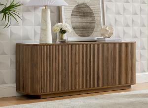 64' Walnut Wood Sideboard Buffet with Adjustable Shelves