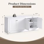 AMERLIFE 72" Farmhouse Sideboard Buffet Cabinet with Barn Doors, Storage Console Table with Adjustable Shelves, Coffee Bar/TV Stand for Living Room, Kitchen, Entryway, White