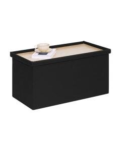 PINPLUS Folding Storage Bench, 30 inches Ottoman Coffee Table Cube Chair Foot Rest Stool Storage Chest for Living Room Bedroom, Holds up to 550 lb (Black)