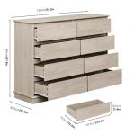 GarveeHome 8 Drawer Dressers for Bedroom, Chest of Drawers with Deep Drawers, Large Double Dresser for Closet with Wide Top, Horizontal Wooden Dresser for Living Room, Hallway, Kids Room, Oak