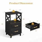 May in Color Set of 2 Nightstand with 2 Drawers and Open Shelf, Bedside Table with Solid Feet, Modern Night Stand End Table for Bedroom, Living Room, Home Office, Black