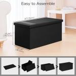 PINPLUS Folding Storage Bench, 30 inches Ottoman Coffee Table Cube Chair Foot Rest Stool Storage Chest for Living Room Bedroom, Holds up to 550 lb (Black)