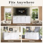 AMERLIFE 72" Farmhouse Sideboard Buffet Cabinet with Barn Doors, Storage Console Table with Adjustable Shelves, Coffee Bar/TV Stand for Living Room, Kitchen, Entryway, White