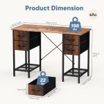 DUMOS Computer Desk 47 Inch with 4 Drawers Home Office Table with Mesh Shelf for Work Study Writing Gaming Storage Furniture for Bedroom, Rustic Brown