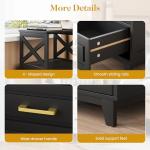 May in Color Set of 2 Nightstand with 2 Drawers and Open Shelf, Bedside Table with Solid Feet, Modern Night Stand End Table for Bedroom, Living Room, Home Office, Black