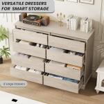 GarveeHome 8 Drawer Dressers for Bedroom, Chest of Drawers with Deep Drawers, Large Double Dresser for Closet with Wide Top, Horizontal Wooden Dresser for Living Room, Hallway, Kids Room, Oak