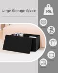PINPLUS Folding Storage Bench, 30 inches Ottoman Coffee Table Cube Chair Foot Rest Stool Storage Chest for Living Room Bedroom, Holds up to 550 lb (Black)