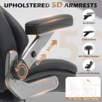 Oversized Big and Tall Office Chair 750lbs with Adjustable Headrest & Lumbar Airbag, Large Executive Chair with 5D Flip Arms, Heavy Duty Metal Base Chair with Hollow Casters & Thick Spring Seat, Black