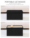 PINPLUS Folding Storage Bench, 30 inches Ottoman Coffee Table Cube Chair Foot Rest Stool Storage Chest for Living Room Bedroom, Holds up to 550 lb (Black)