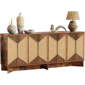 Large Modern Boho Rattan Buffet Sideboard Cabinet with Storage and Credenza